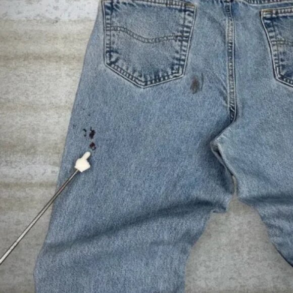 Carhartt Jeans Regular Straight Leg Fit Light Wash Leather Logo - Picture 6 of 6